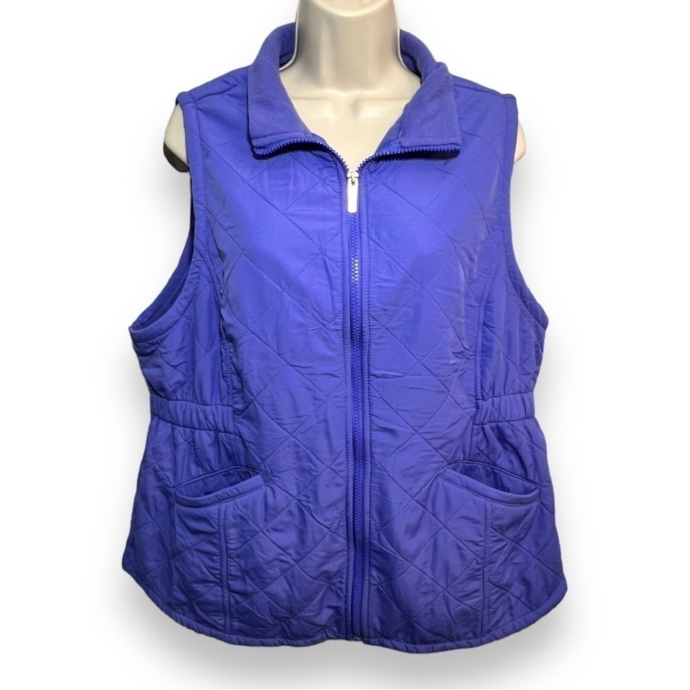 Bit & Bridle Women’s Quilted Fleece Lined Vest Periwinkle Size Large